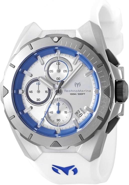 TechnoMarine Ocean Men 41.30mm Stainless Steel Steel Blue+White+Silver dial VD57 Quartz