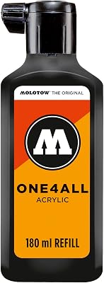 MOLOTOW ONE4ALL Acrylic Paint Refill ONE4ALL Paint Marker, Signal Black, 180ml Bottle, 1 Each 692.180, 6.08 Fl Oz Pack of 1