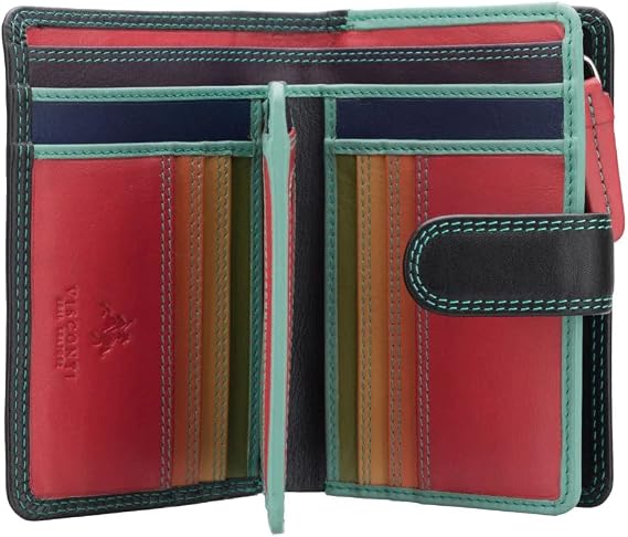 VISCONTI Rainbow Leather Ladies Purse Style RFID Blocking RB51 (Black Rhumba)