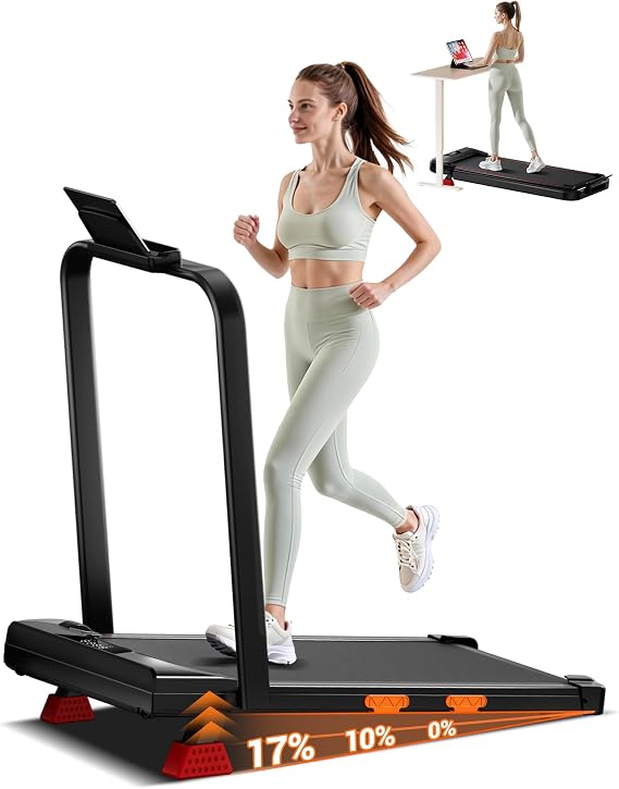 Walking Pad Treadmill with 15% Incline 2.5HP Foldable Under Desk Walking Pad for Home and Offce with Remote Control