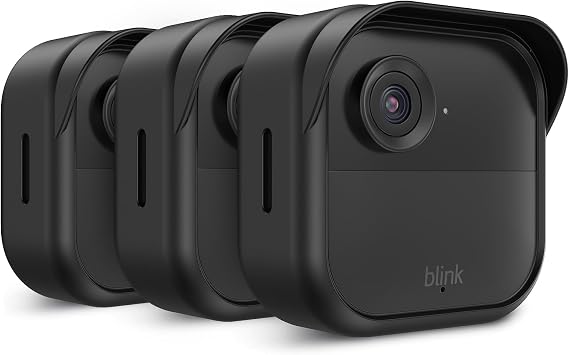 Silicone Case Cover for All-New Blink Outdoor 4 (4th Gen), 3 Pack Weatherproof Skin Cover with Hat Brim for All-New Blink Outdoor 4 Home Security Camera, Black