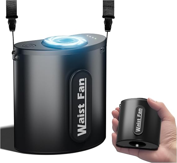 10000mAh Portable Waist Fan Clip on Fans for Shirt Blow 18000RPM Powerful Air, Mini Pocket Body Fan Rechargeable 4 Speeds & Hands-Free 24H Cooling,Wearable Belt Personal fan for Work Travel Men's Gift