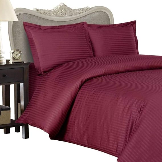 230 Thread Count Egyptian Cotton Unattached WATERBED Sheet Set, Cal King, Burgundy Stripe