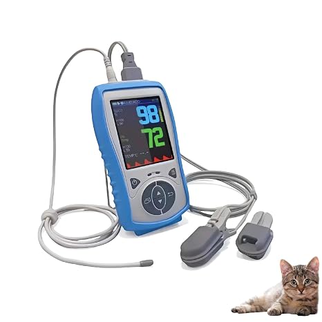 Plus Oximeter Veterinary Handheld Pulse Oximeter for SPO2, Heart Rate, Rectal Temperture, Include Rechargeable Battery