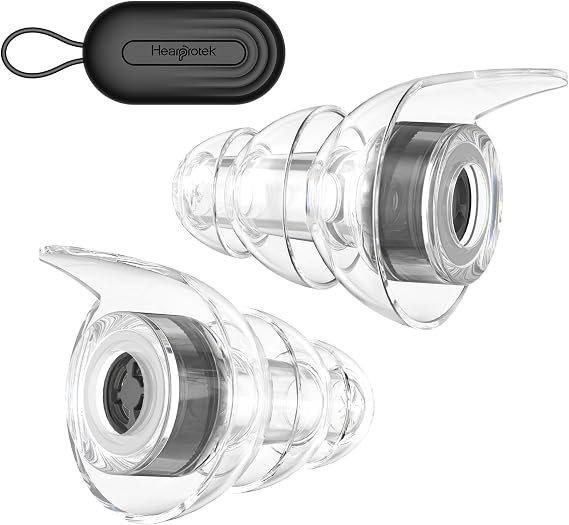 Hearprotek ear plugs for concerts, high fidelity silicone ear plugs noise reduction hearing protection noise reducing for concerts,festival,musicians, motorcycles,rave-M Size 1Pair,Black
