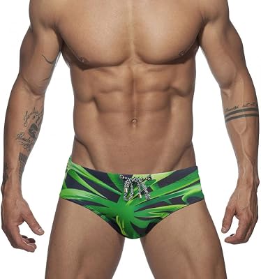 UXH Mens Swimwear Men Sexy Swim Briefs Leaves Swimsuits Swim Briefs Bikini Board Surf Shorts
