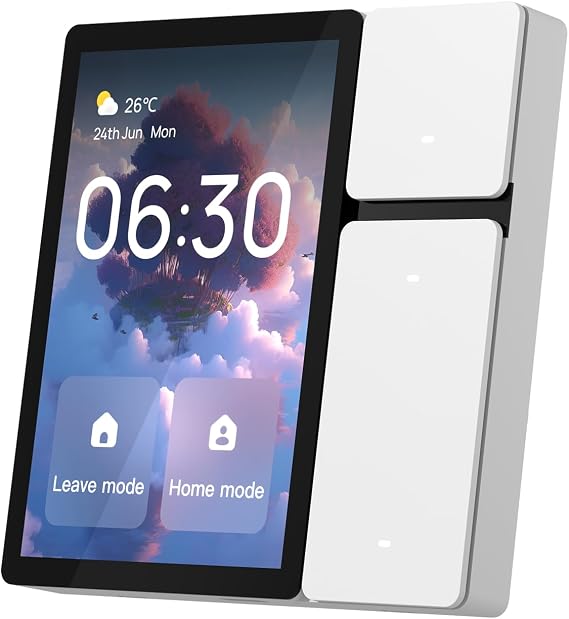 TONGOU 3.5-inch Smart Home Control Panel, Support 2.4Ghz Wi-Fi, Sigmesh and IR, Smart Life/Tuya App Connect, Smart Home Gadgets, Support Alexa, Features Three Physical Buttons, Three Relay Channels