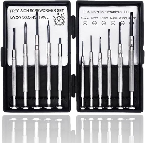 11Pcs Precision Screwdriver Set - Mini Screwdriver Set with Pocket Size Carrying Case/Precision Tool Kit Mini Slotted for Watch, Glasses Repair (11Pcs)