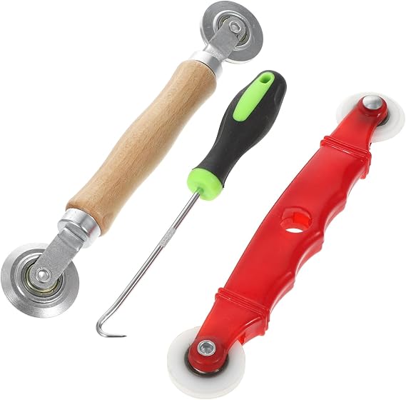 jojofuny 1set Window Screen Repair Tools Kit with Roller and Hook Double Bearing Spline Remover for Easy Installation of Patio Porch and Garden Screens