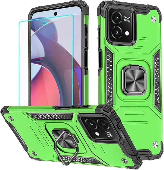 for Moto G Stylus 5g 2023 Case with Screen Protector, 360Military Grade Rotatable Kickstand (Heavy Duty) Shockproof Protective Cases for Moto G Stylus 5G 2023 (Green)