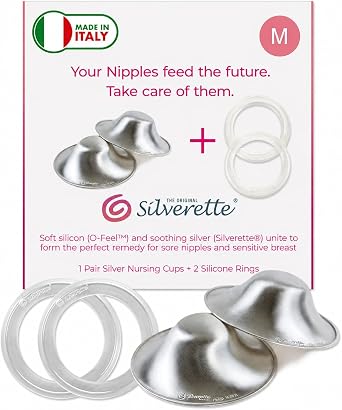 Silverette The Original Silver Nursing Cups, Nipple Covers for Breastfeeding Essentials, Pure 925 Silver Nipple Shields