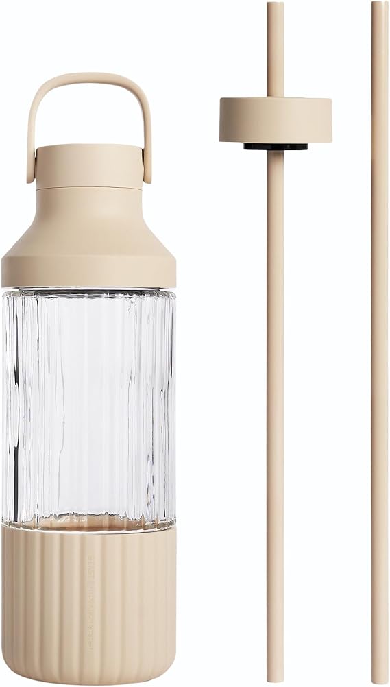 BEAST Health Dual Cap Glass Hydration Bottle, Sand