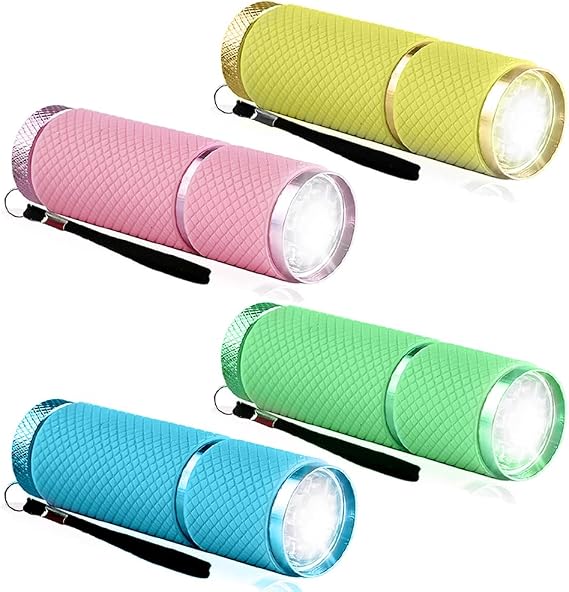 mizikuu Pack of 4 Mini LED Torches, Aluminium Children's Torch Extremely Bright Waterproof with Lanyard Torch Small Gifts for Children's Birthday Party for Camping Hiking Emergencies [Energy Class A++]