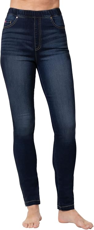PajamaJeans High Waist Jeans for Women, Indigo Distressed, SM
