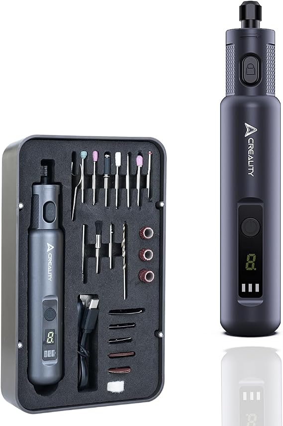 Creality Cordless Rotary Tool Kit, Multi-functional, 6 Variable Speeds, 24Pcs Accessories, 3.7V Carving Tools for 3D Printer, Sanding, Polishing, Drilling, Etching, Engraving, DIY Crafts