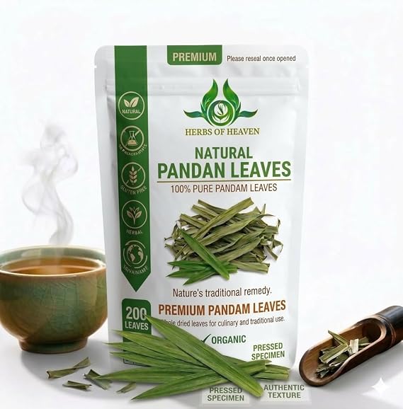 60 Dried Pandan Leaves - 100% Pure, Natural, and Aromatic Leaves for Cooking, Baking, and Beverages
