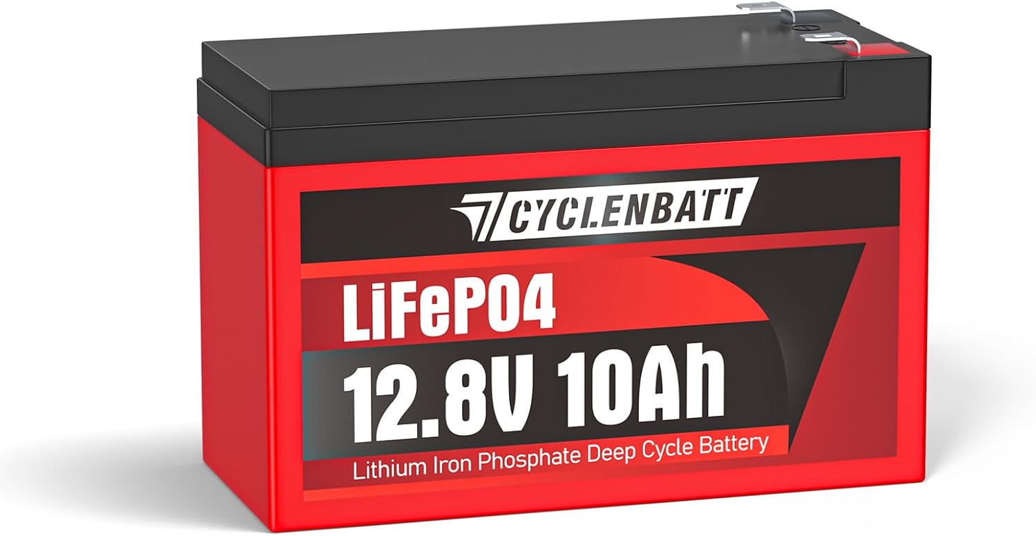 12V 10Ah Lithium Battery, 5000 Cycles LiFePO4 12V 10Ah Battery Built-in 10A BMS, 12V Lithium Battery Suitable for Power Wheels, Fish Finder, UPS, Solar Battery, HAM Radio