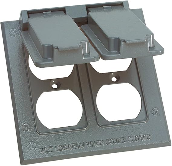 Sigma 14345 Weatherproof 2-Gang Duplex Receptacle Cover, Gray