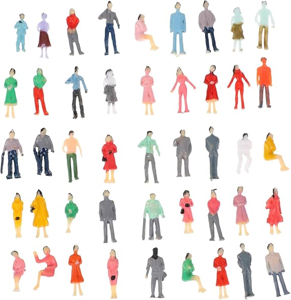 VOSAREA 50pcs Mini People Figurines Pre-Painted Simulation Ornament Capsules Mixed Plastic Tiny People Models Phone Case Cute Decor Miniatures Crafting Figurine Dollhouse Accessory DIY Decor