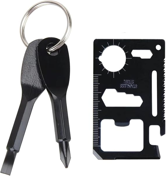 2Pcs Multitool Screwdriver Set, Portable Mini Screwdriver- Outdoor Bottle Opener Protractor Ruler