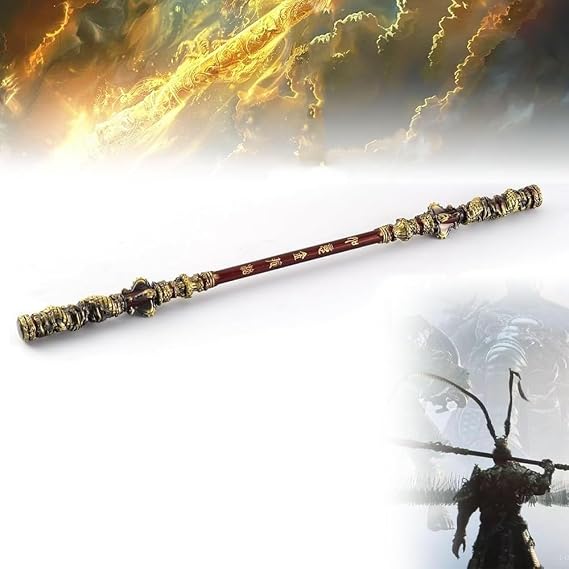 Black Myth Staff, 1:1 Reduction Ruyi Jingu Bang, Scalable Metal Material Monkey King Staff, Three-Dimensional Carving, Game Collection, Room Decoration Gift