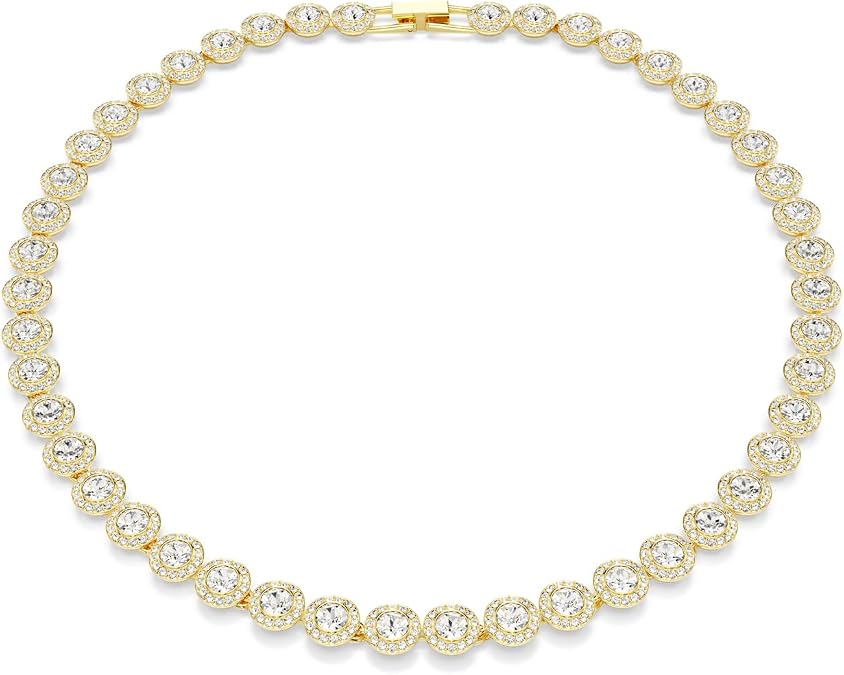 Swarovski UNA Angelic Tennis Necklace, Round Cut, Clear, Gold-Tone Finish