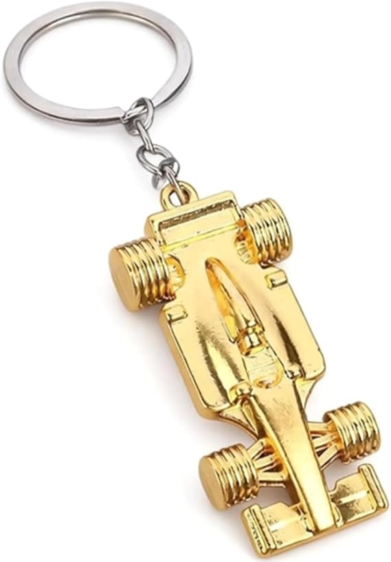 Golden Metal Car Keyring - Sport Racing Model Key Chain for Men, Cool Automotive Accessory for Keys or Display, Durable Metal Keyring with Detailed Racing Car Design for Car Enthusiasts