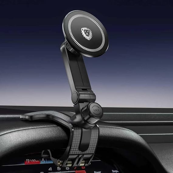 JunDa Universal 360-Degree Rotating Car Phone Holder, Multifunctional Dashboard Phone Mount with Clip for All Smartphones, Secure Flexible Grip for Car Dash & Rearview Mirror