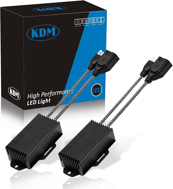KDM H7 LED Canbus Decoder Load Resistor Warning Canceller Resistor Adapter | for LED Light Anti Flickering Error Free Resistor Harness Decoder kit,Plug N Play 2Pack
