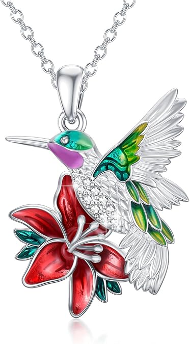 S925 Diamond Hummingbird Necklaces for Women Anniversary Christmas