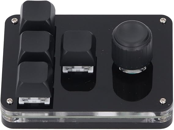 Mini Mechanical Keyboard, USB C Connection, Blue Switch, RGB LED, 4 Key 1 Knob Keyboard with Onboard Storage for Gaming