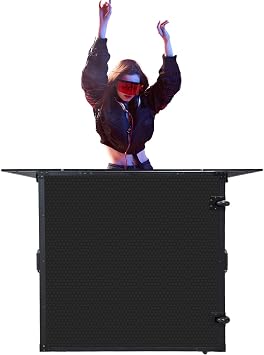 Portable Foldable Flight-Case DJ Booth with Side Shelves,Lightweight Durable DJ Table & Mobile DJ Stand with Handle for Laptop,Mixer,Controller,Weddings & Events (Folding DJ Booth)