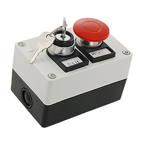 uxcell Lock Key Button On/off Switch Red Mushroom Push Button Station