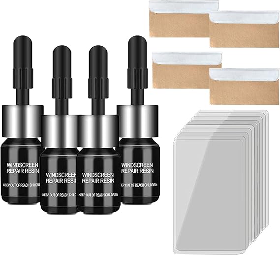 Nano Glass Repair Fluid - Magic Glass Nano Repair - Windshield Repair Kit - Glass Nano Repair Solution - Automotive Glass Repair Kit for Chips, Cracks (4 Packs)