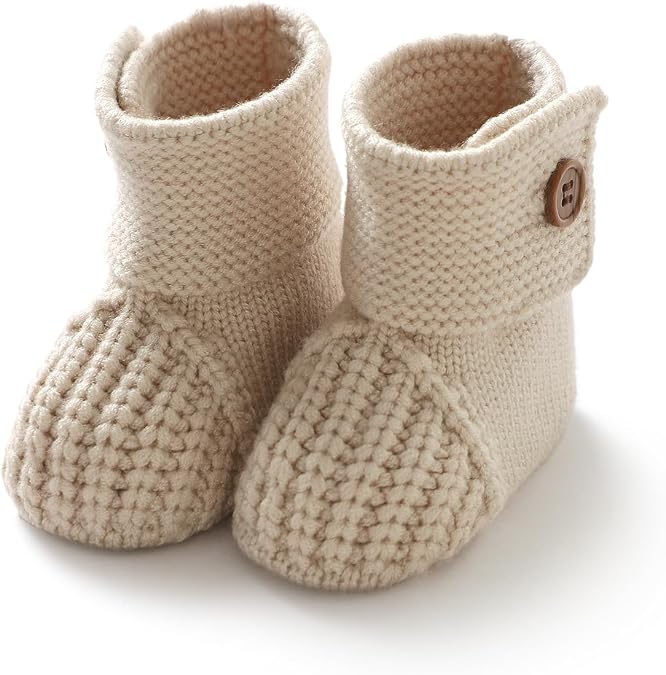 Baby Booties Soft Knit Newborn and Infant Shoes, Cozy Booties for Boys and Girls Baby Gift