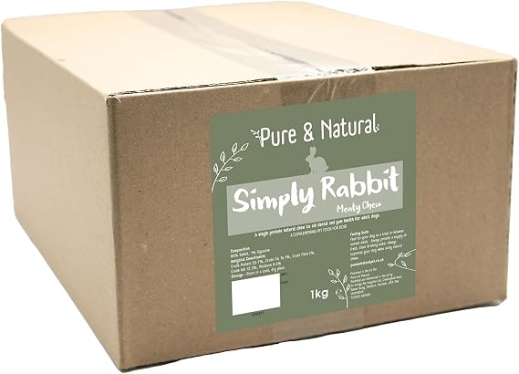 Pure &amp; Natural Rabbit Meaty Sticks - Natural Dog Chews, Low Fat &amp; High Protein, Hypoallergenic &amp; Grain Free Dog Treats - 1kg Bulk Box
