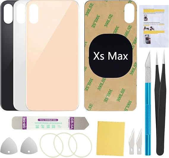 Rear Back Screen Glass Cover Replacement Compatible with iPhone Xs Max 6.5-Inches All Carriers (Gold)