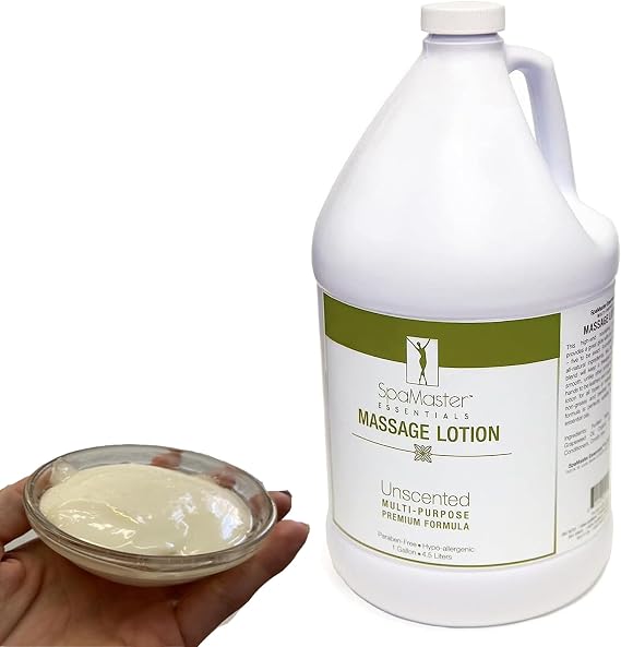 Master Massage Organic, Unscented, Vitamin-Rich & Water-Soluble Massage Lotion - 1 Gallon, Clear