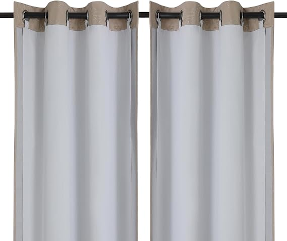 Chyhomenyc Window Blackout Curtain Liners with 13 Rings, Thermal Insulated 100% Blackout Liner for 63 Inch Curtains, Each 36" Wx58 L, 2 Liners Per Set with 13 Pieces Rings