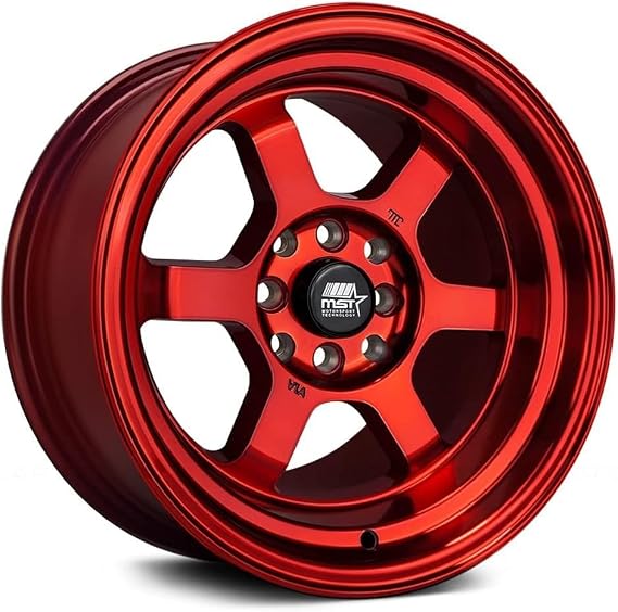 Time Attack 15x8.0 4x100/4x114.3 0 ET 73.1 CB Ruby Red Single Wheel/Rim by MST