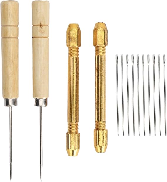 Doll Hair Rooting Tool Set, 2pcs Doll Hair Reroot Holders with 10pcs 0.6mm, DIY Doll Hair Making Kit with Adjustable Awl for Doll Wig Rooting, Crafting and Repair