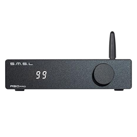S.M.S.L A50 PRO HiFi Power Amplifier, High/Low pass filter 2.1-Channel, Infineon's MA12070P Chip, Bluetooth 5.0/USB/Optical/HDMI/AUX input Passive subwoofer with adjustable volume, with Remote Control