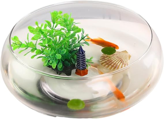Lotus Bowl Planter,Round Lotus Bowl,Glass Lotus Flower Bowl,Lotus Bowls for Planting in Water Indoors,Applicable to Bonsai Bowl Lotus Flower,Hydroponic Plant Home Decor Without Stand (Small 5.91")