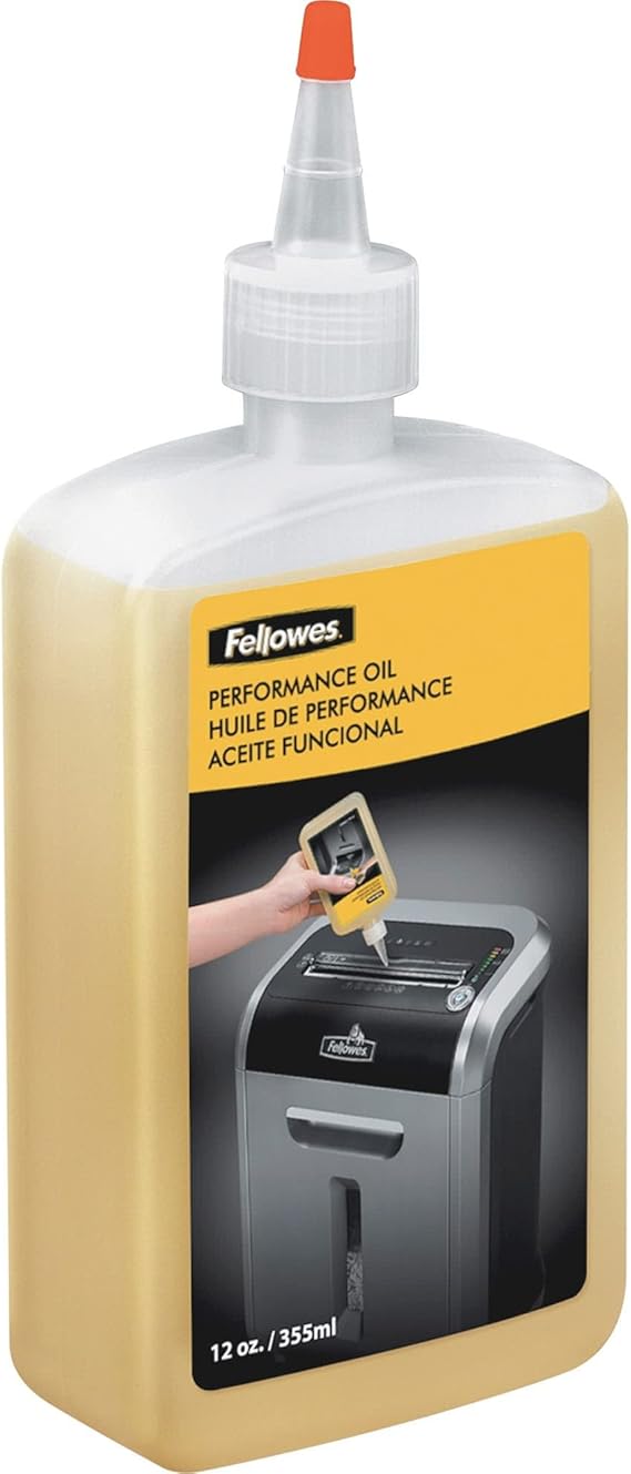 Fellowes Powershred Performance Shredder Oil, 12 oz, 0.34 Kilograms, Extended Nozzle Bottle (35250)