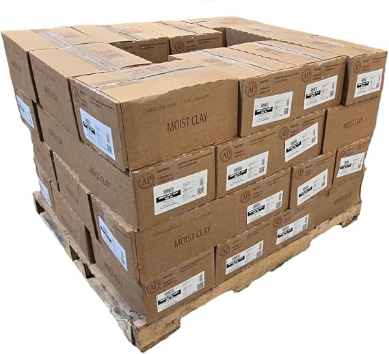 AMACO Moist White Art Clay No. 25 (45015Y) 50 Pound (22.7 kg) Box 40-Count Class Pack, Multi-Purpose, Low-Fire Cone 04-3 Earthenware Clay for Cone 05 Glazes, Ideal for Hand Modeling and Wheel Throwing