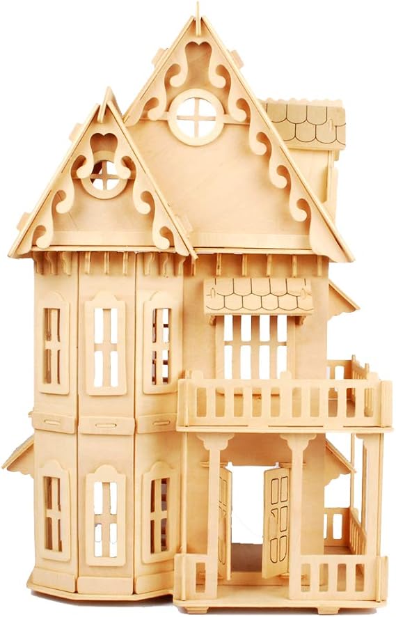 NWFashion 17" Wooden 6 Rooms DIY Kits 3D Puzzle for Christmas Party Halloween House (Gothic)