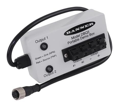 BANNER Engineering DBQ5 (39535), BI-Color LEDs Indicate Sensor Output and Type, Portable Demo Box, Powers DC SELF-CONTAINED Sensor