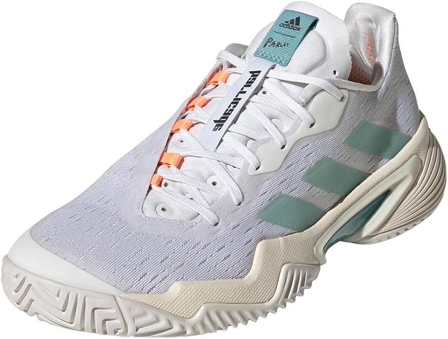 adidas Women's Barricade Tennis Shoe, White/White/Orbit Grey (Parley), 5.5
