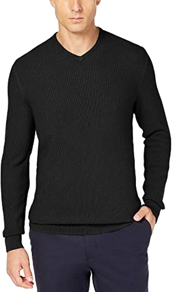 Tasso Elba Men's Seed-Stitched Supima Cotton Sweater Deep Black Medium