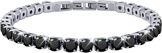 JEROOT Magnetic Bracelets for Women, Stainless Steel Bracelets for Women with 5mm 5A+ Cubic Zirconia, Classic Adjustable Magnetic Tennis Bracelets with 3500 Gauss Magnets